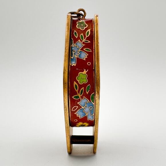 Vintage Brass Cloisonné Magnifier Pendant with Asian Crane Motif - Picture 13 of 13